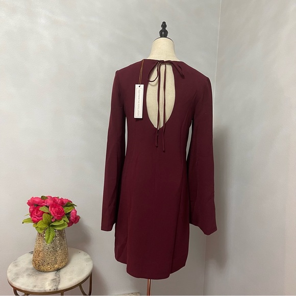 Dress The Population Burgundy Dahlia Long Sleeve Drape Back Minidress - Reemoly - Picture 3 of 17